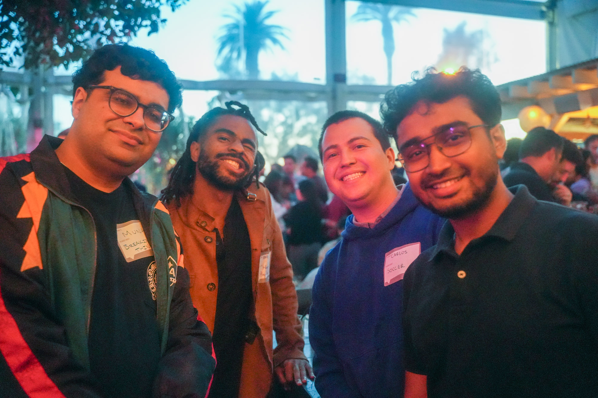 Group photo on the patio at sunset