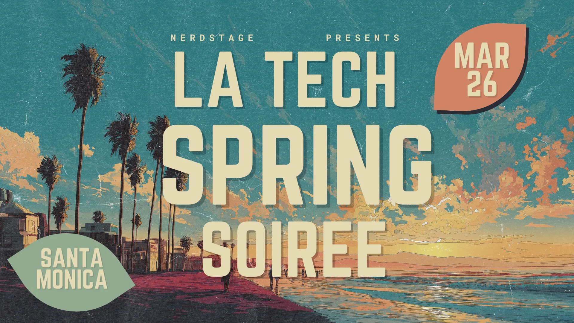 LA Tech Spring Soirée event poster — March 26, 2026, Santa Monica