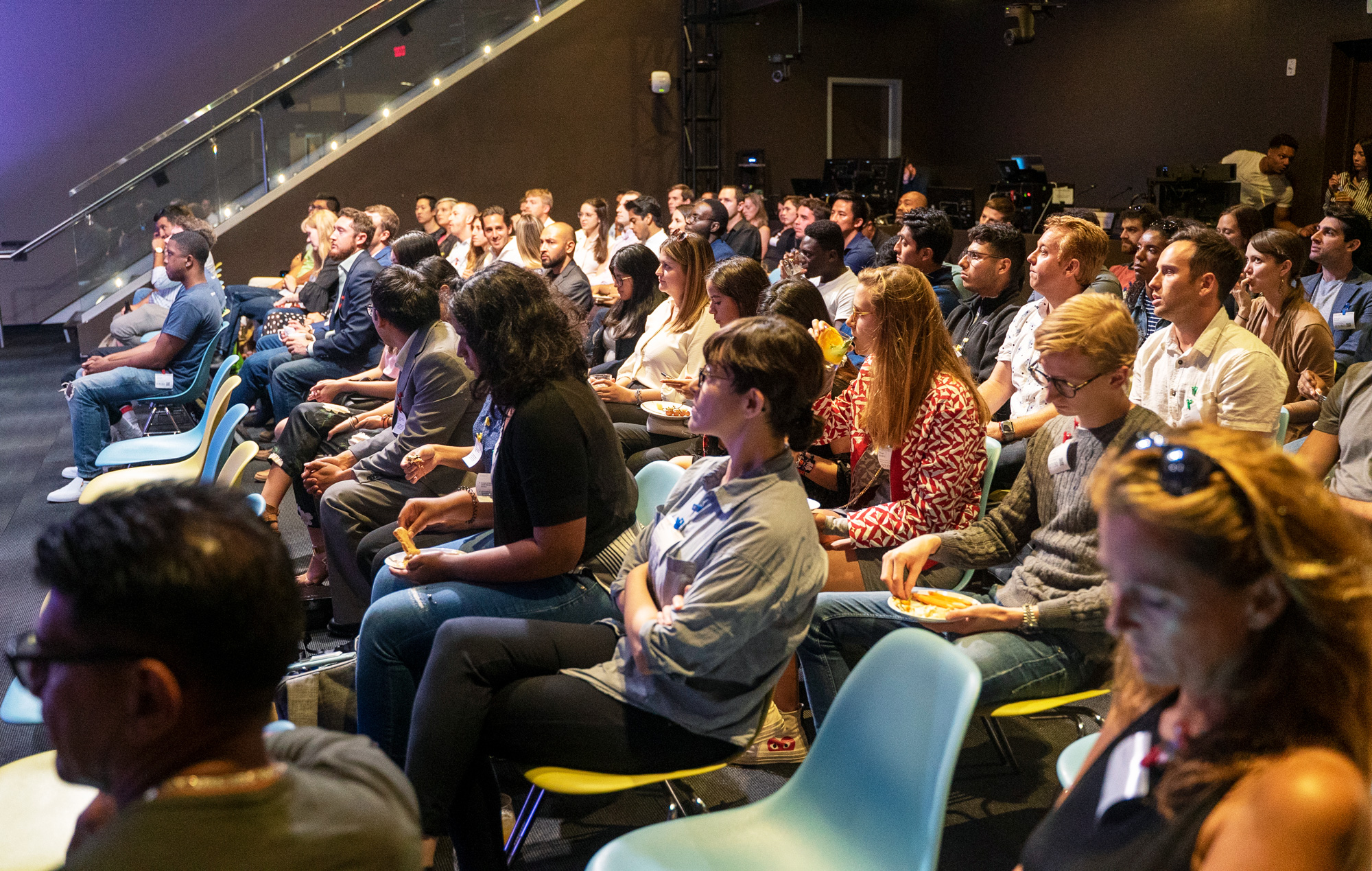 Audience watching pitches at Startup Arena
