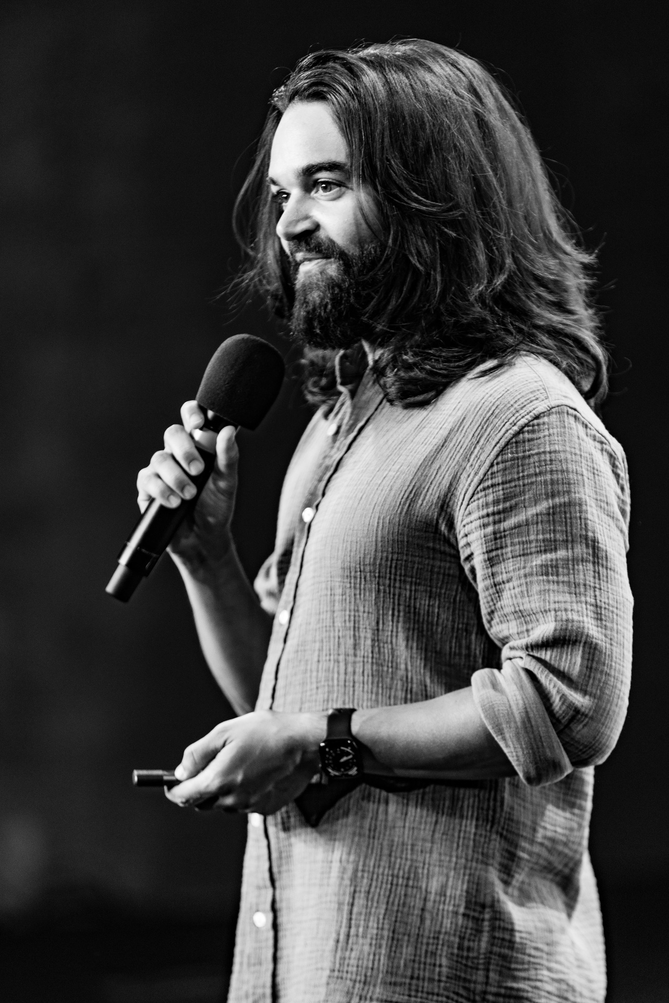 Nerdstage founder Zach Sekar on the mic